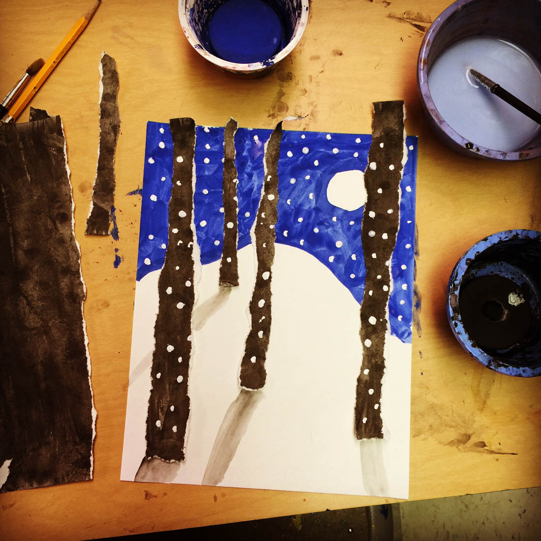 Torn Winter Tree Landscape Art Projects For Kids