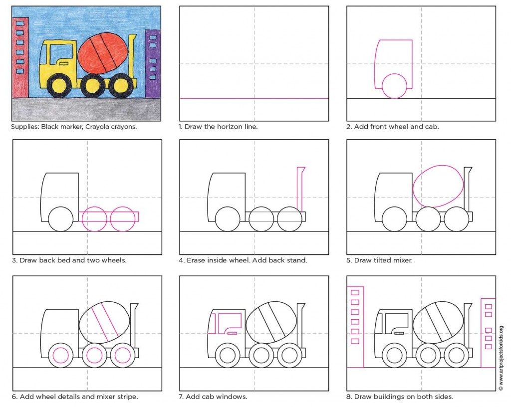 Draw a Cement Truck · Art Projects for Kids