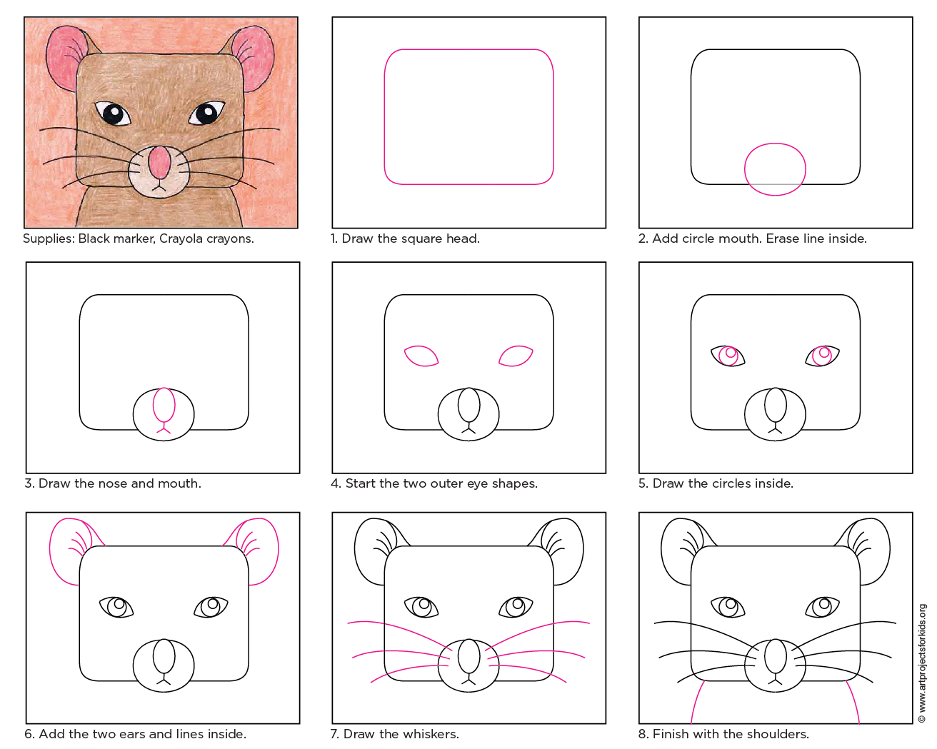 Draw a Mouse Face Art Projects for Kids