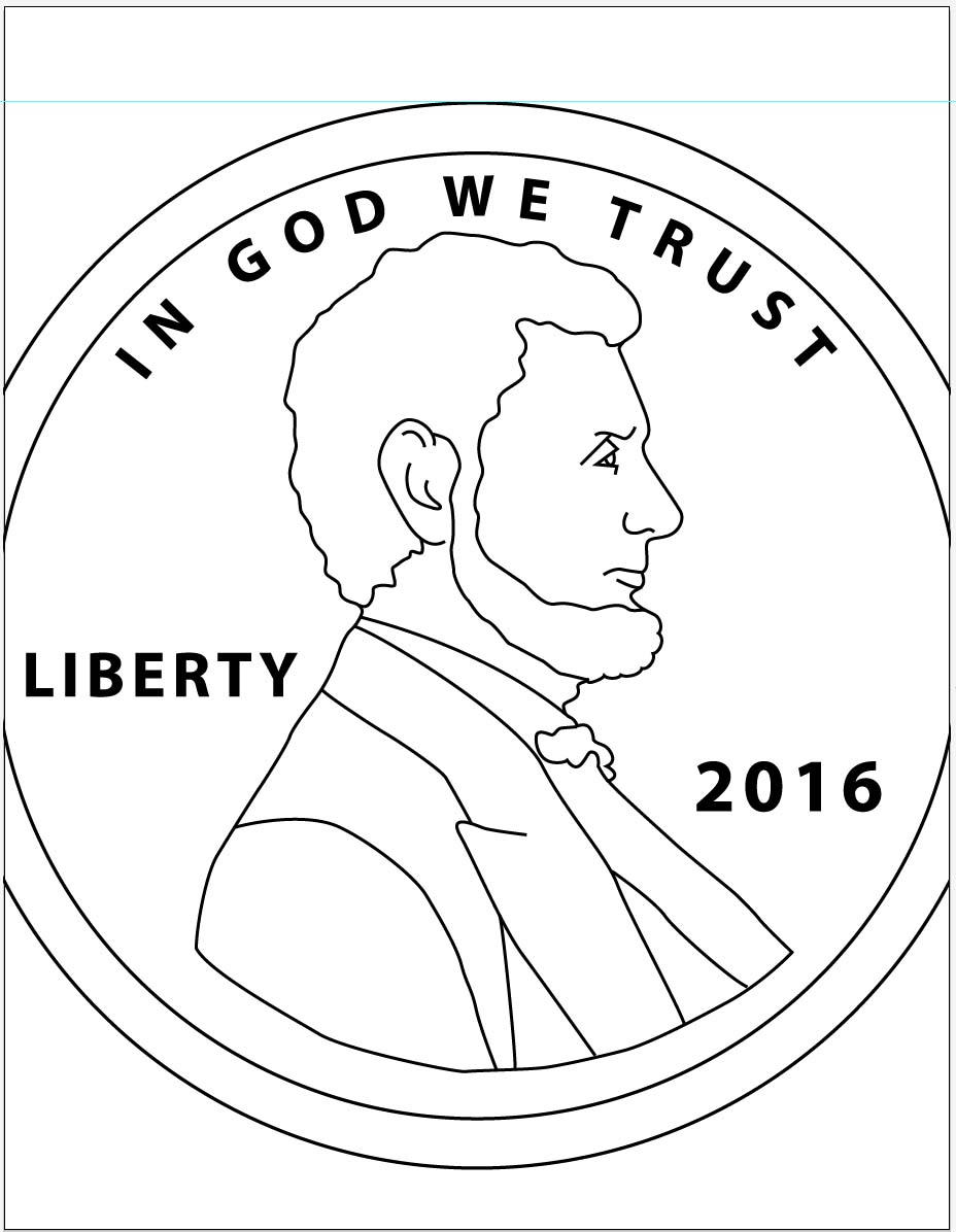 Penny Coloring Pages Us And Nickel Page Printout Sketch Coloring Page