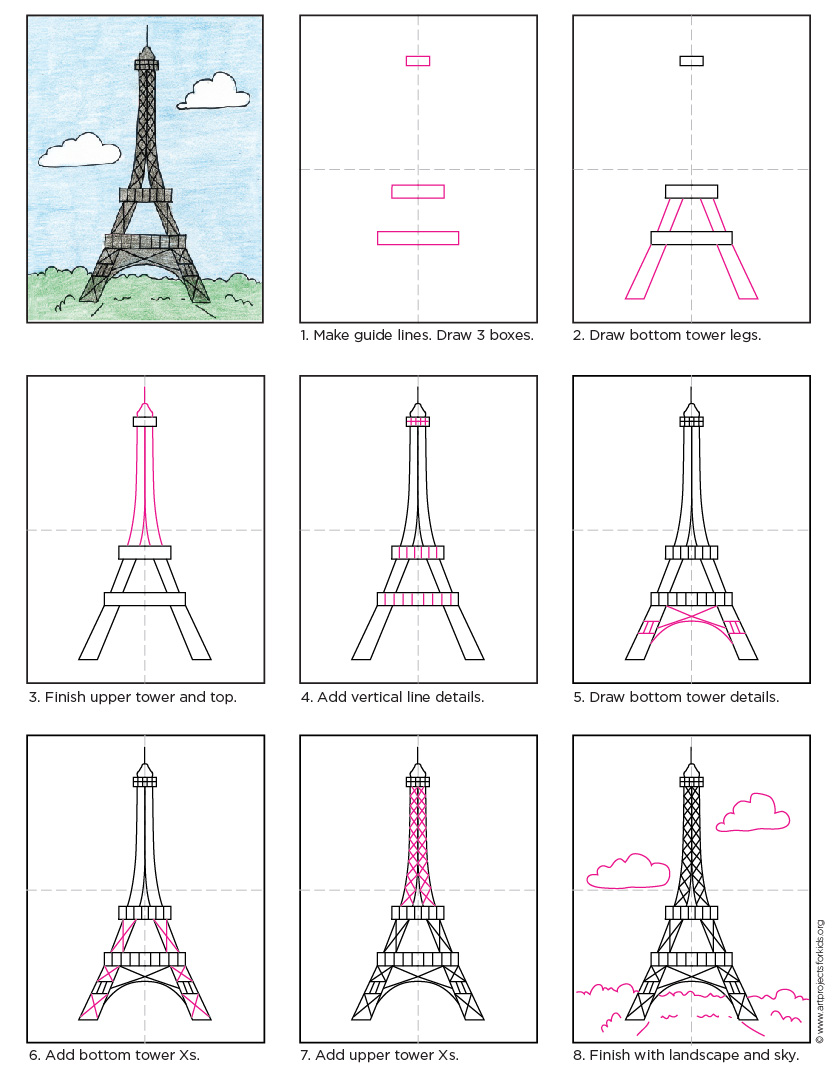 How to Draw the Eiffel Tower - Art Projects for Kids
