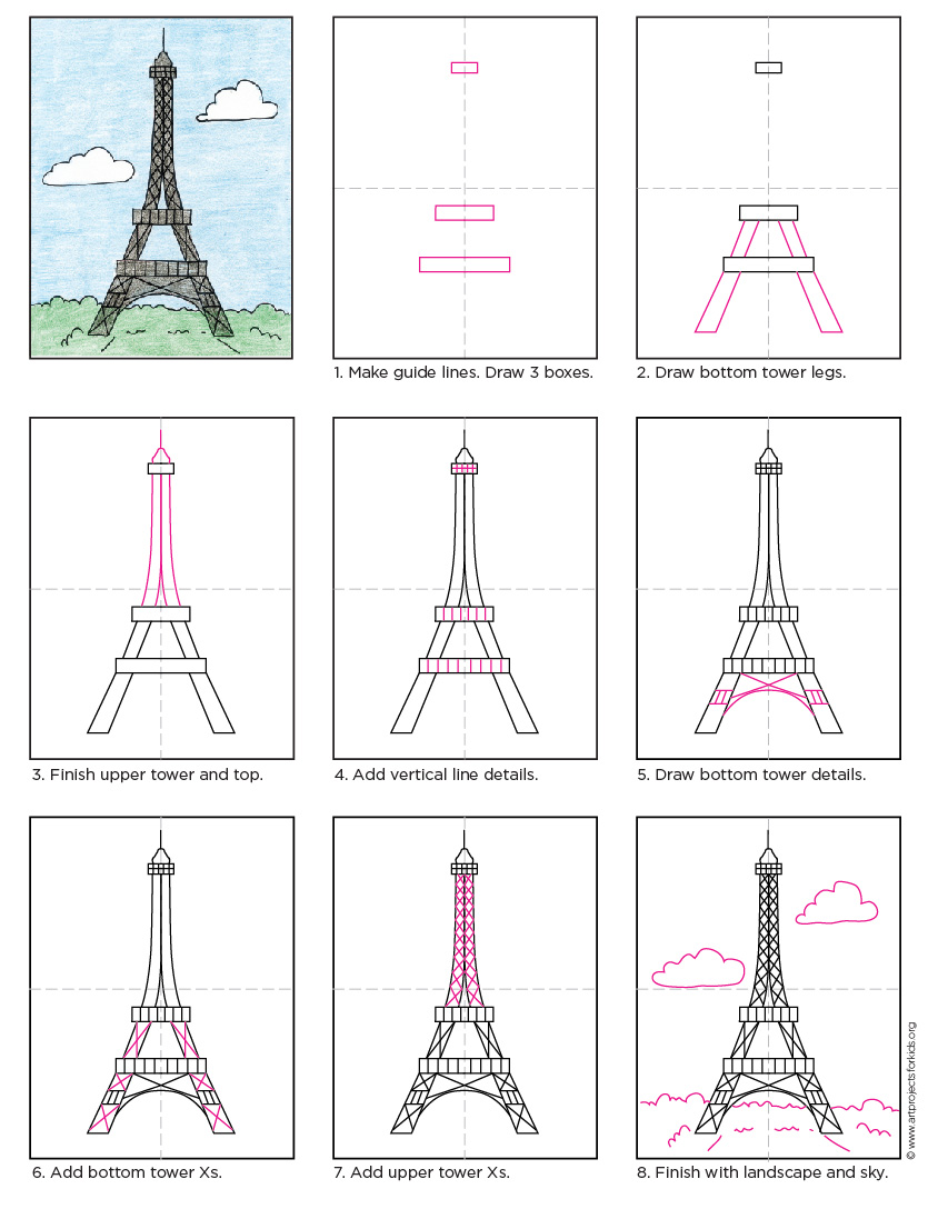 How To Draw The Eiffel Tower En Dibujos De Paris Dibujos The Best