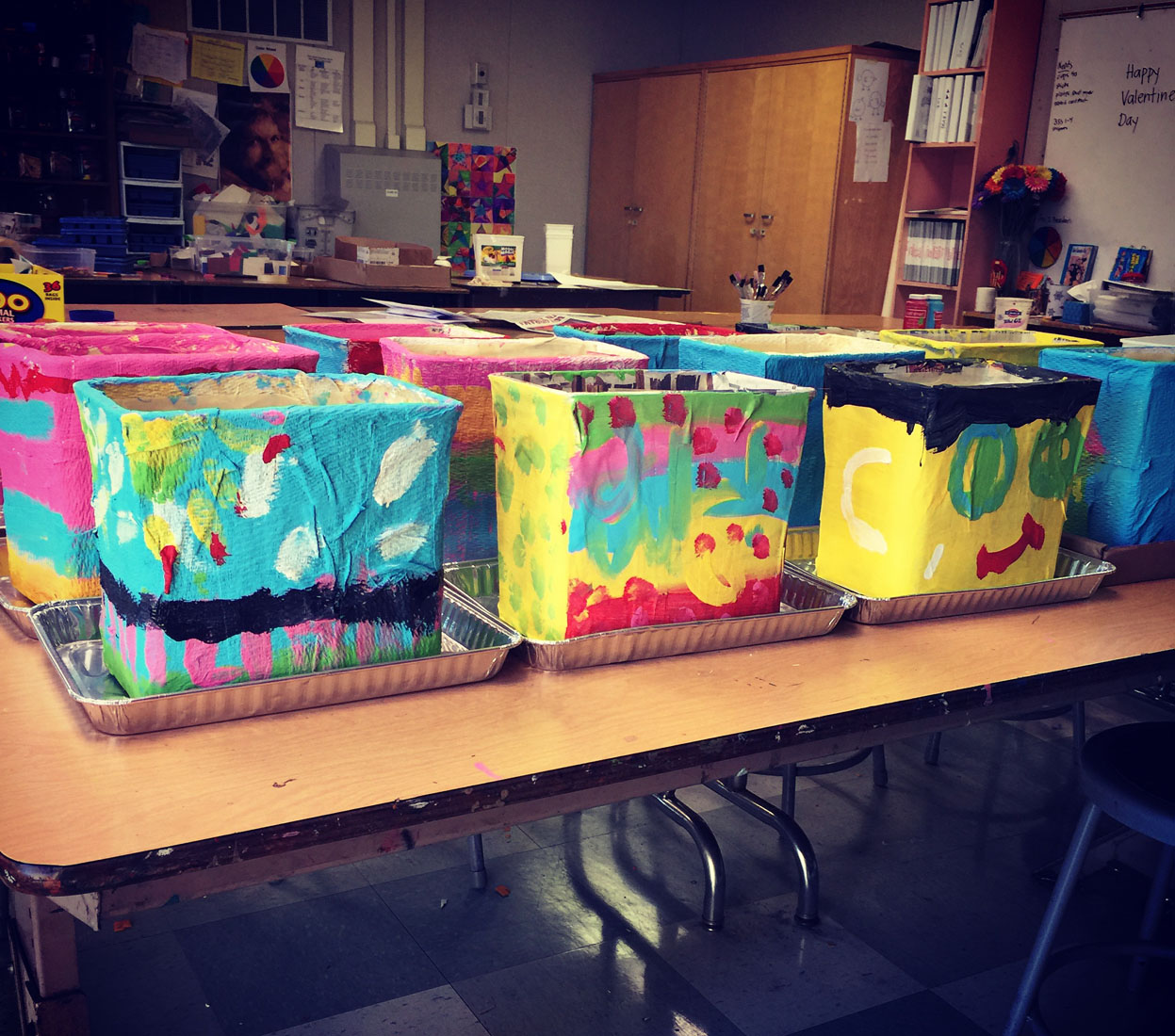 Paper Mache Cartons, Painting Day - Art Projects for Kids