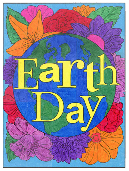 Earth day bulletin board idea with floral life theme.