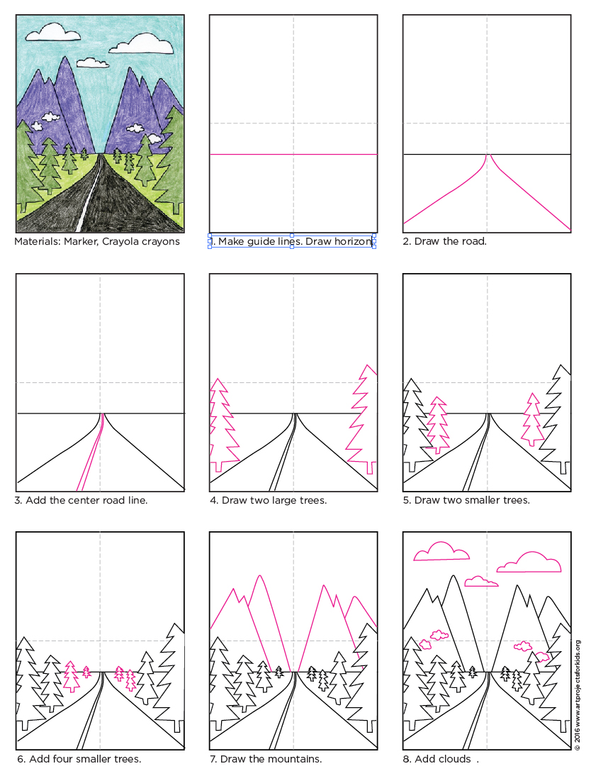 How To Draw An Easy Landscape Printable Step By Step Drawing Sheet Images