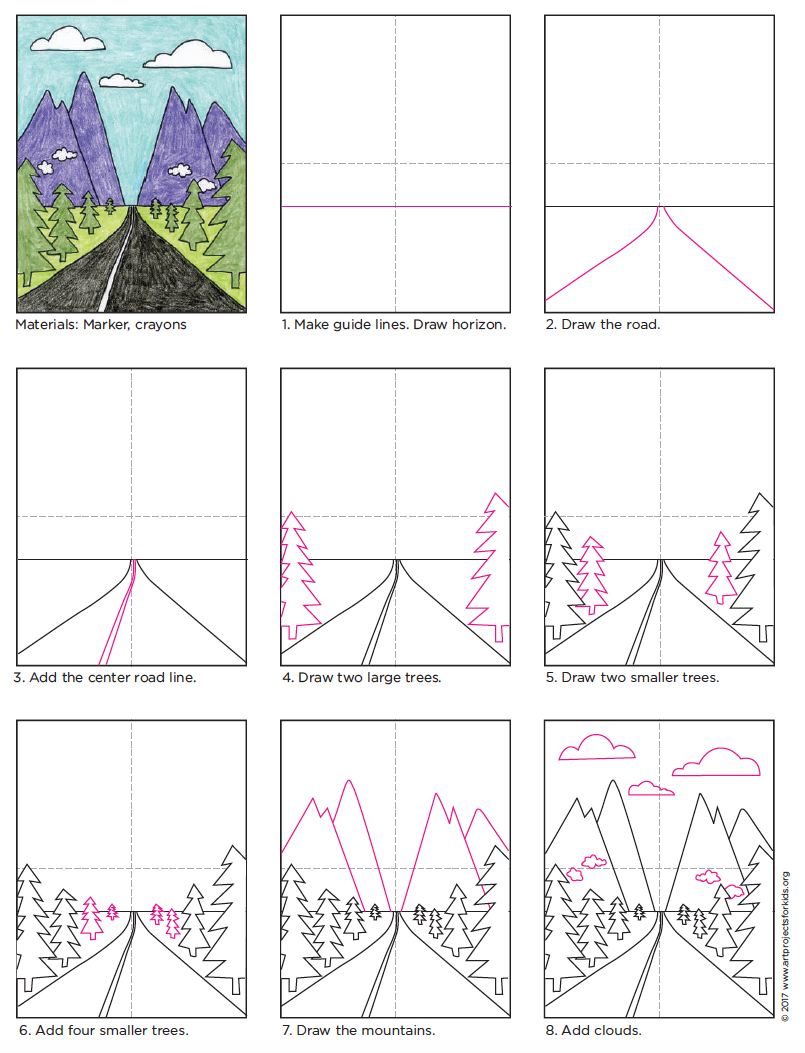 How to Draw Perspective Landscape · Art Projects for Kids