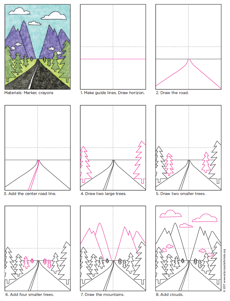 How To Draw Perspective Landscape Art Projects For Kids