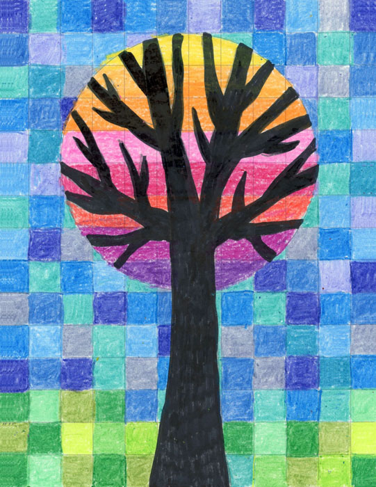 Circle Grid Tree Â· Art Projects for Kids