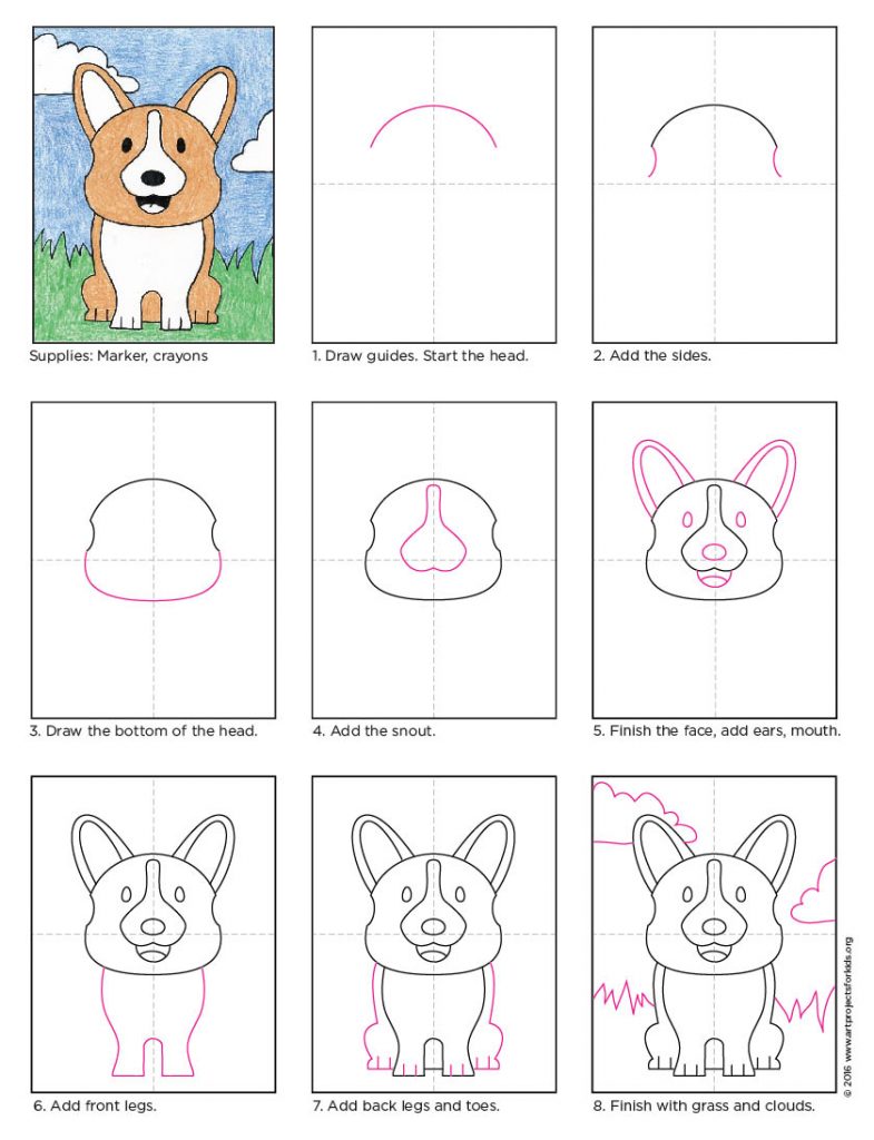 Draw a Corgi Dog · Art Projects for Kids