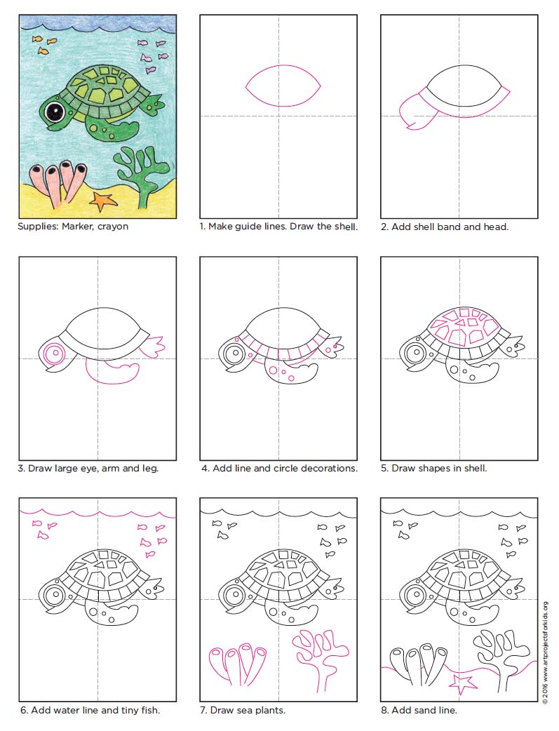 How to Draw a Sea Turtle Art Projects for Kids