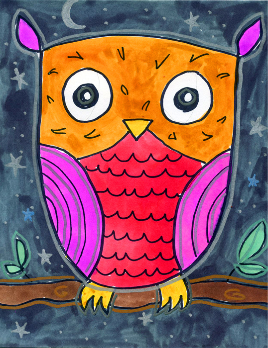 owl drawing for kids