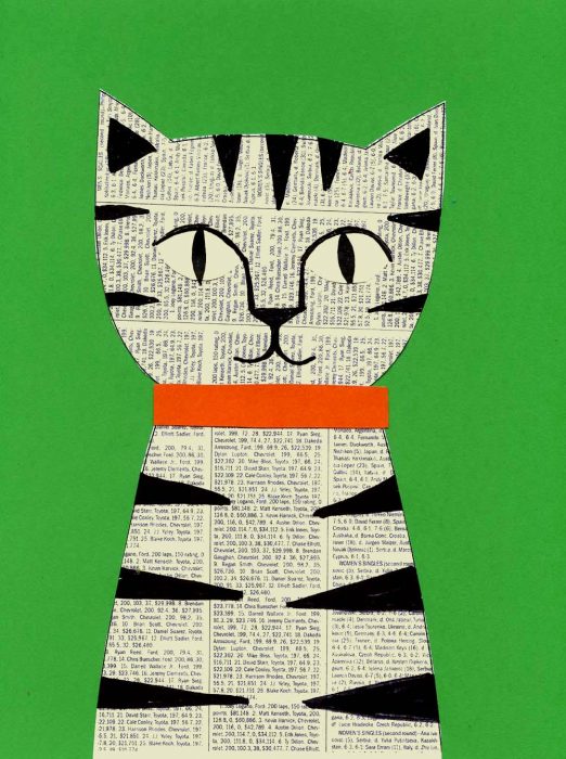 Newspaper Collage Cat · Art Projects for Kids
