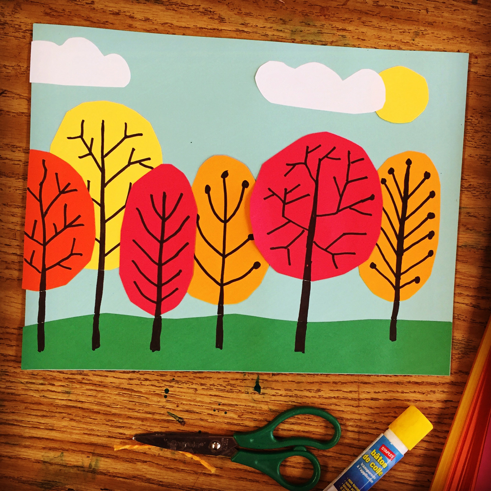 Overlapping Tree Collage · Art Projects for Kids