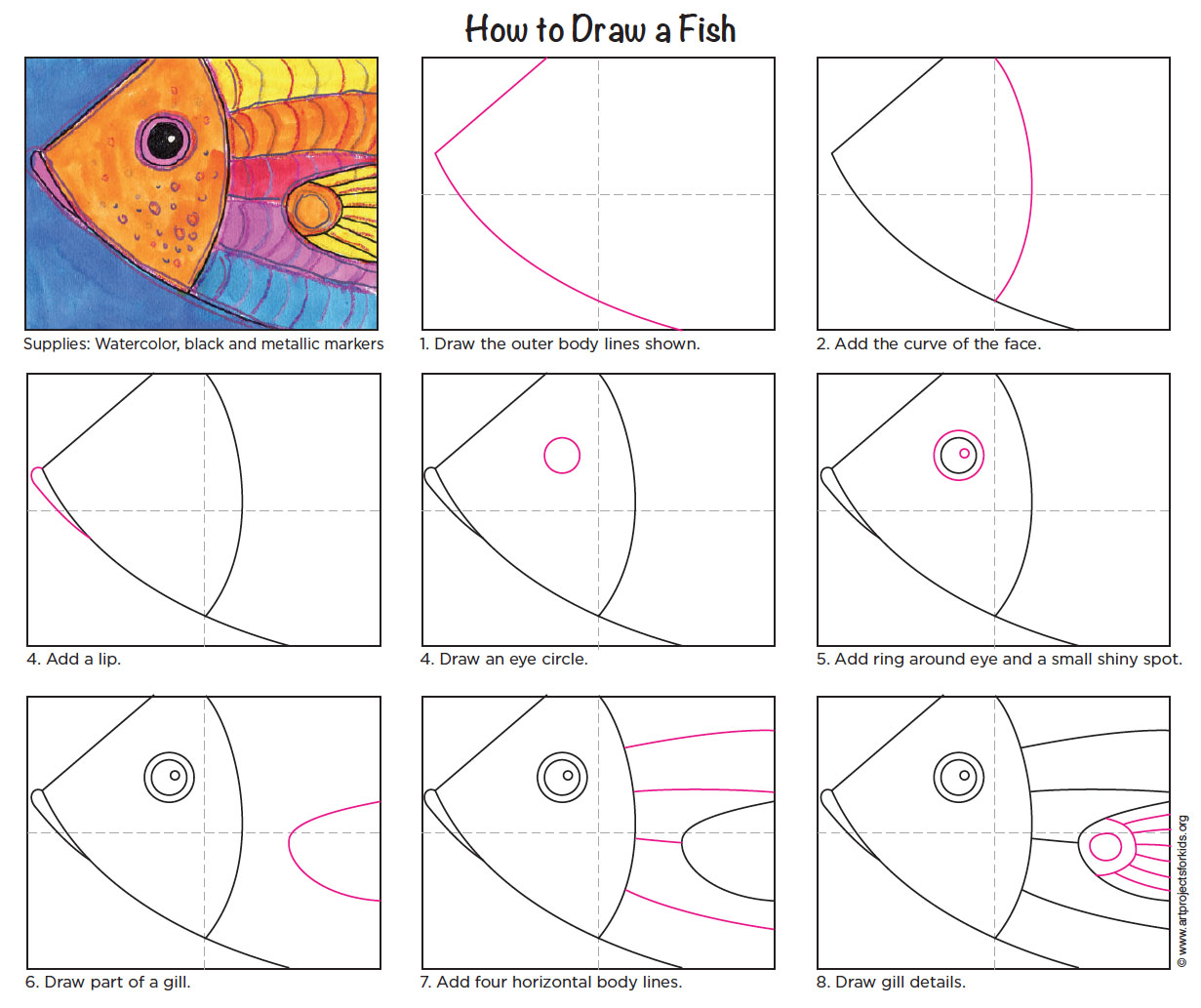 How To Draw a Fish, Close Up · Art Projects for Kids