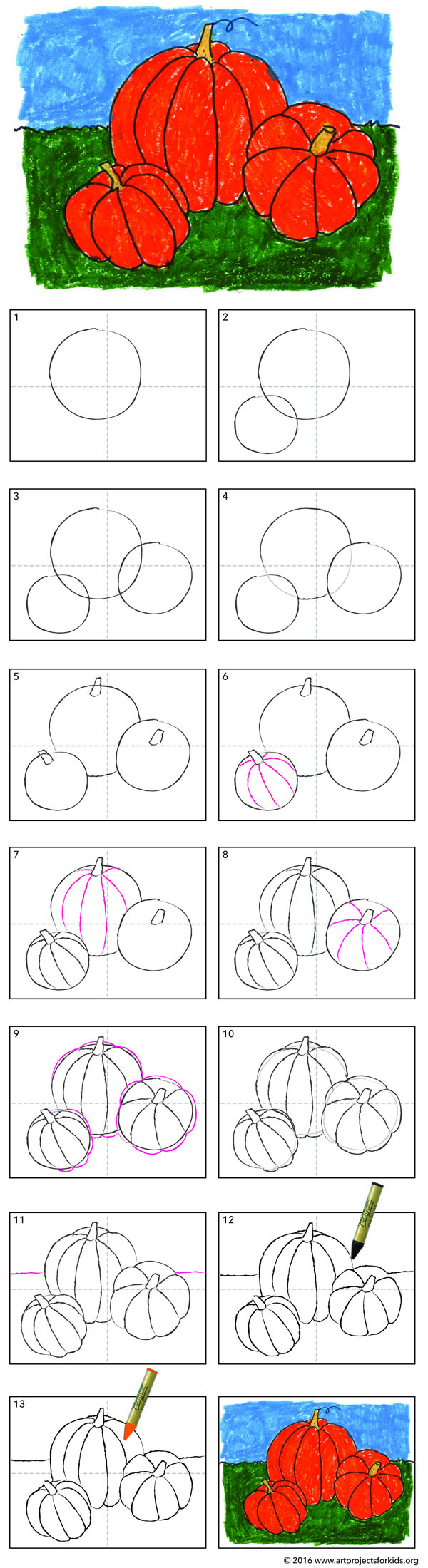 How to Draw a Pumpkin - Art Projects for Kids