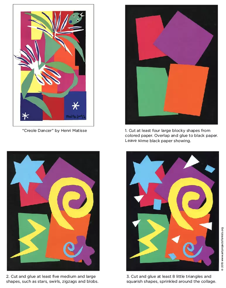 A step by step tutorial for how to make an easy Matisse art project, also available as a free download.