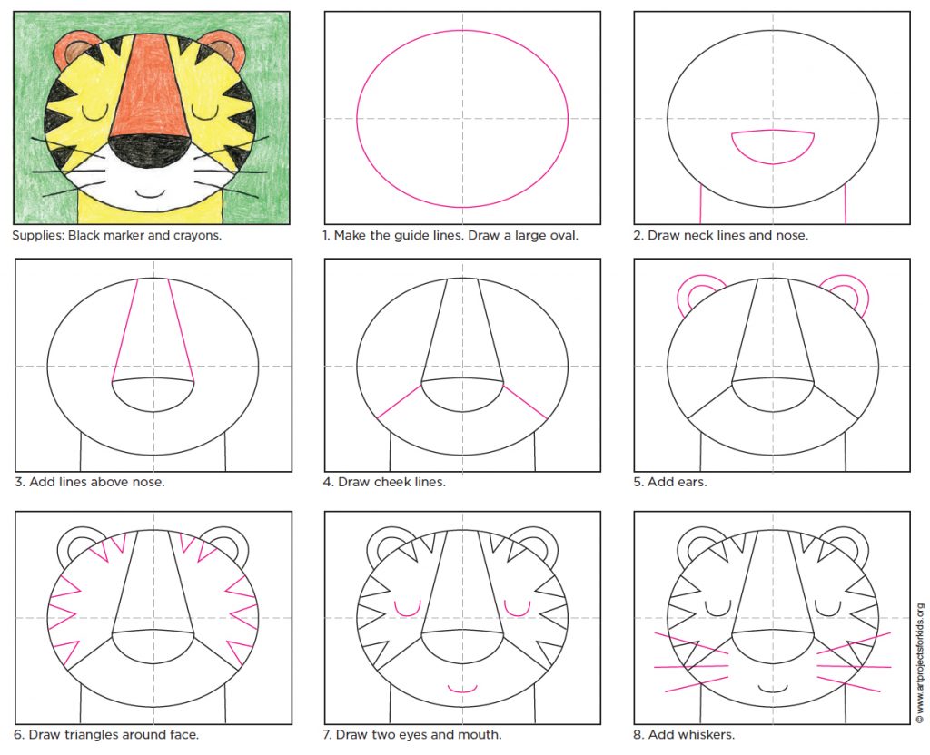 Draw a Tiger Face · Art Projects for Kids