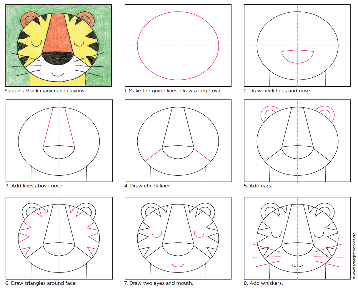 Draw a Tiger Face Art Projects for Kids