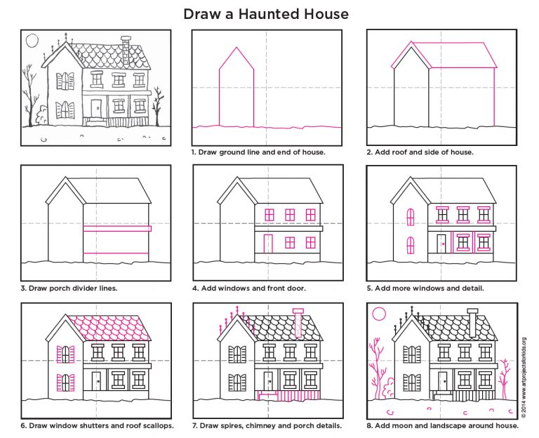 Draw a Haunted House, Step by Step · Art Projects for Kids