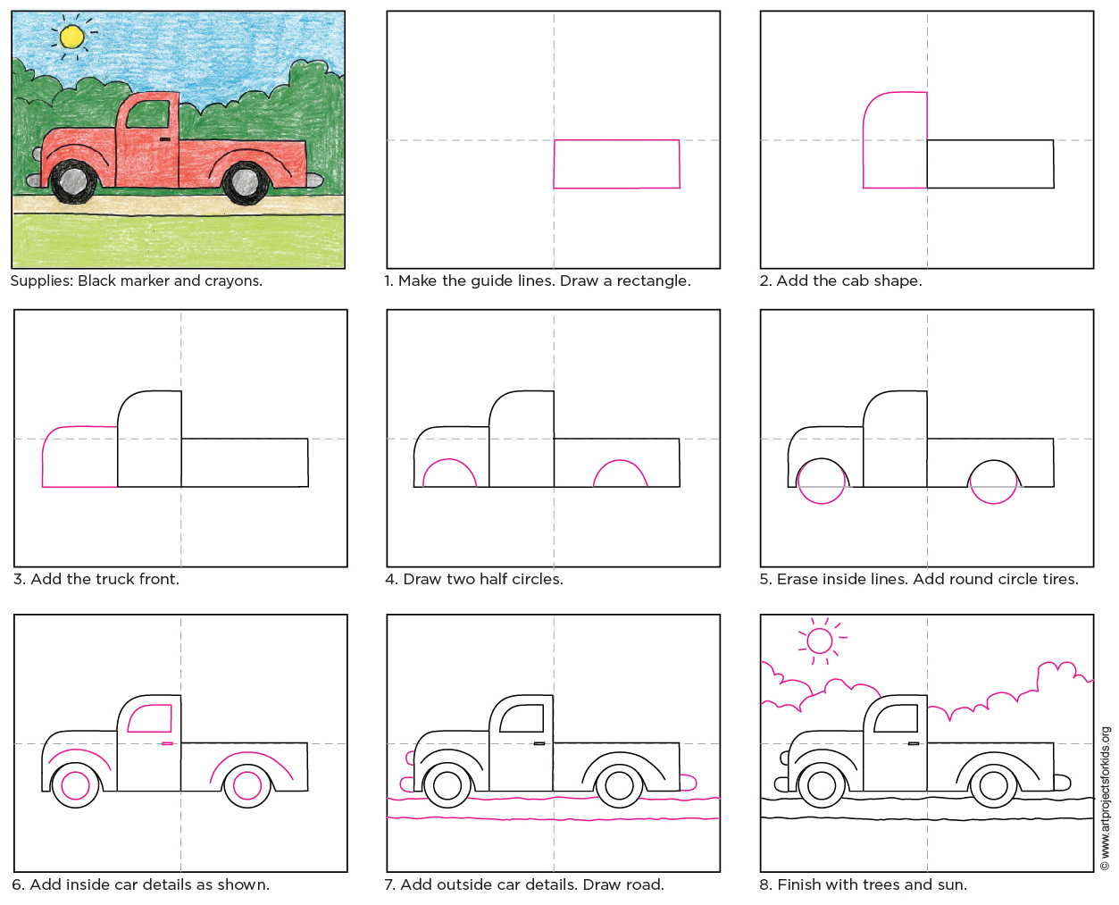 Draw a Simple Truck · Art Projects for Kids