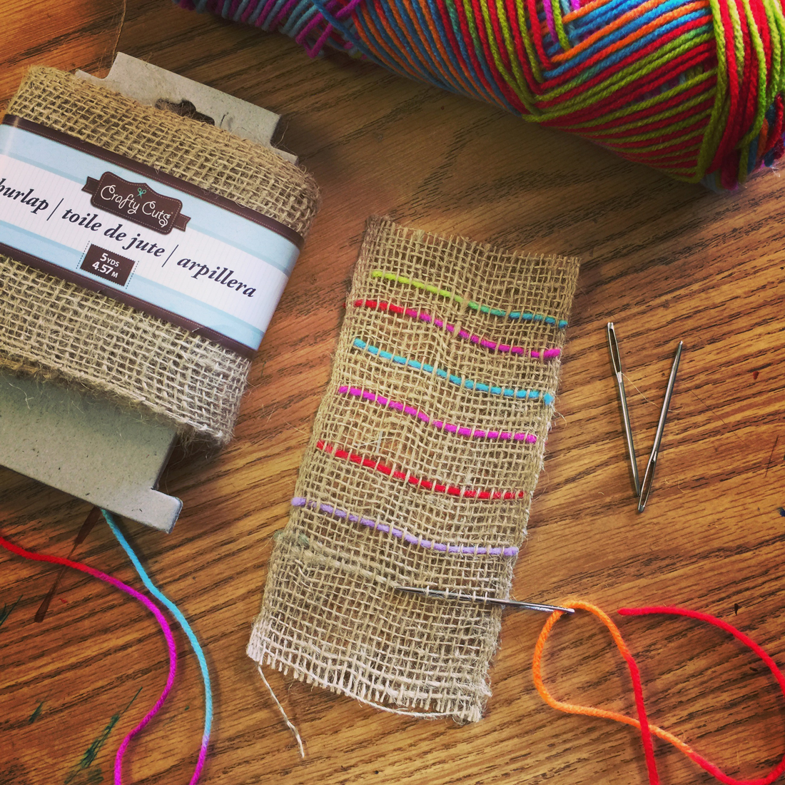 Beginner Weaving Project: Burlap and Yarn