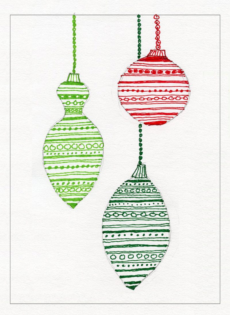 Easy How to Draw a Christmas Ornament Tutorial