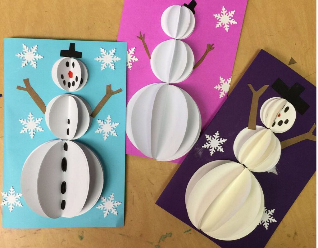 Pop Up Snowman cards, made with the help of circle punches.