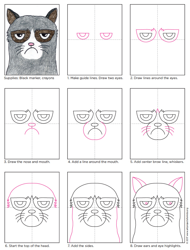 How to Draw Grumpy Cat · Art Projects for Kids