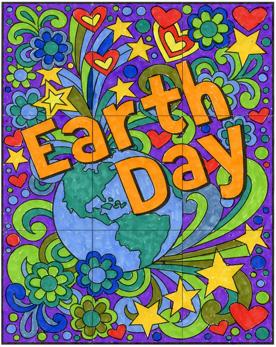 FREE! Mini Earth Day Mural Art Projects for Kids