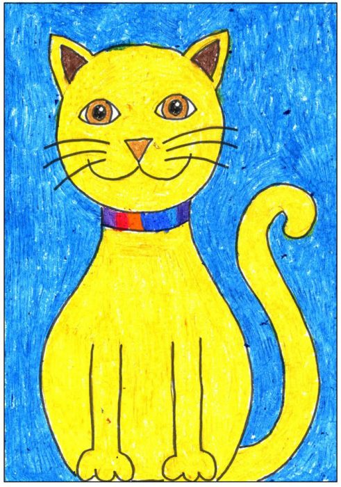 Painting Drawing Easy : Easy Cat Painting Simple 