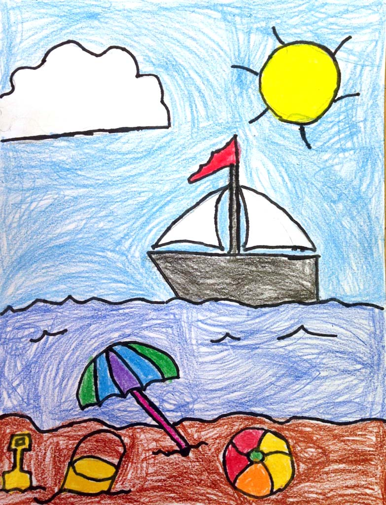 Beach Drawing Art Projects for Kids