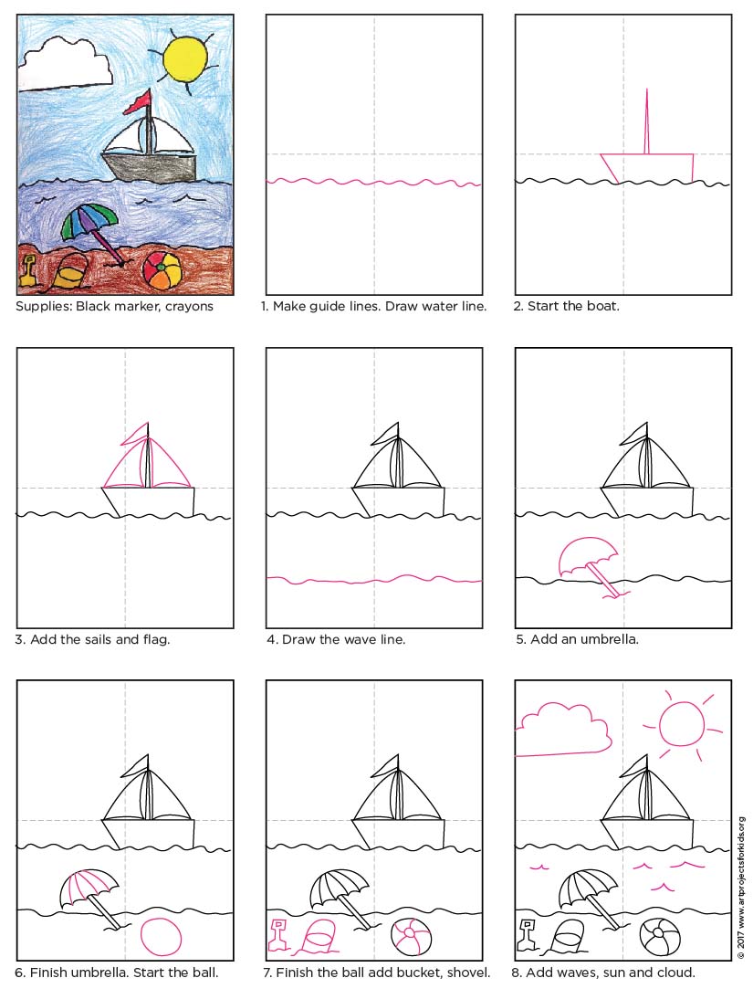 How To Draw A Beach Scene Step By Step