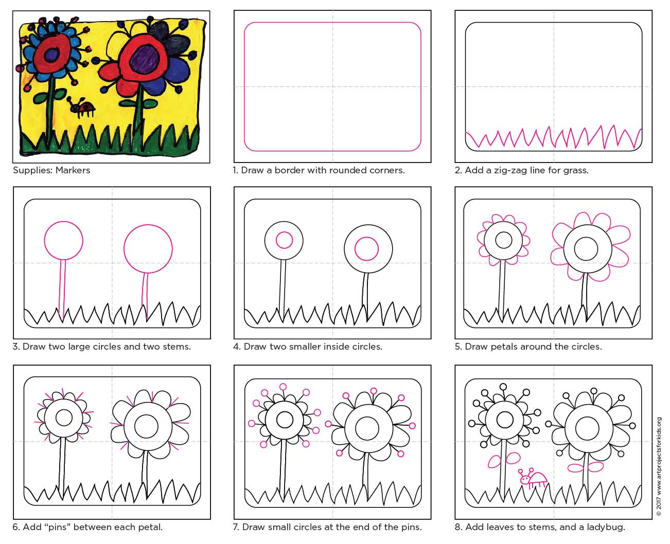 Draw a Flower Art Projects for Kids