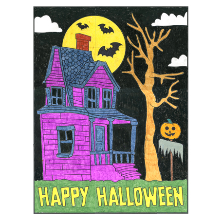 Easy Haunted House Mural