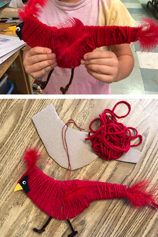 Easy Cardinal Yarn Craft · Art Projects for Kids