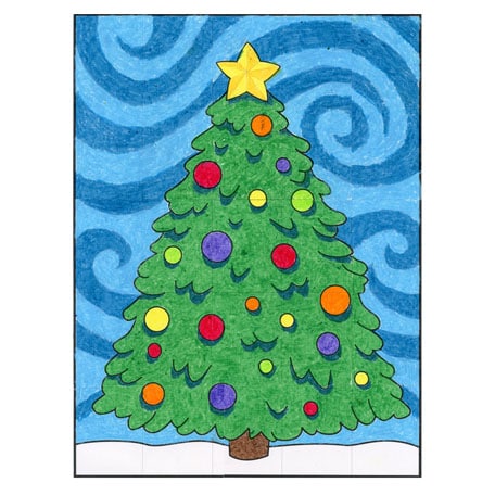 How To Draw A Christmas Tree Step By Step Drawing Tutorial Easy Peasy And Fun