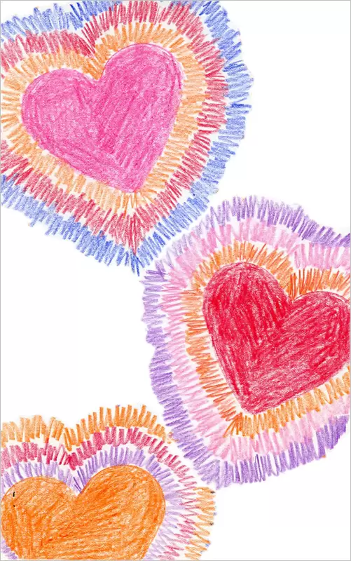 Drawing cute hearts couple painted brush strokes Vector Image
