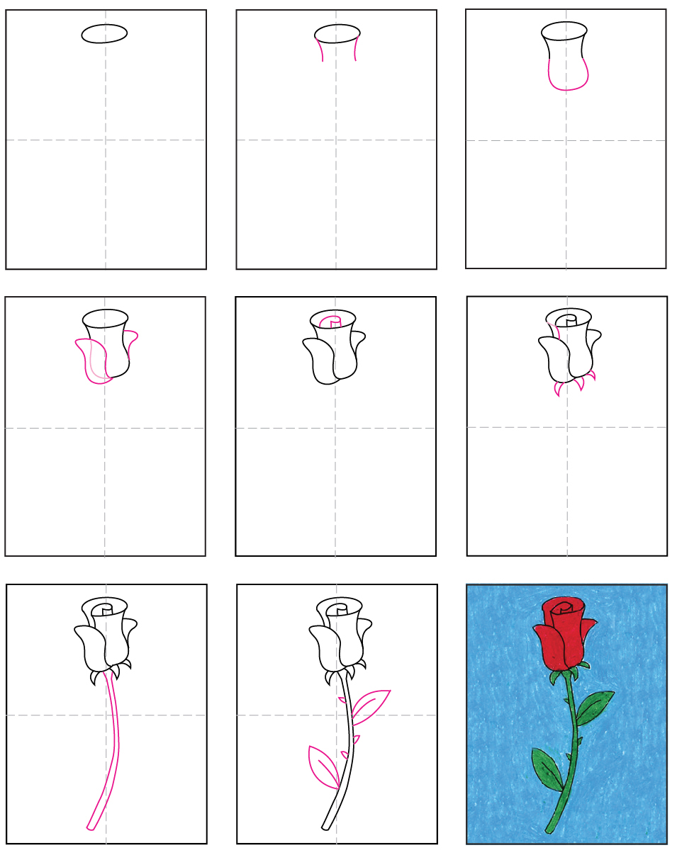 Draw a Rose for Kids