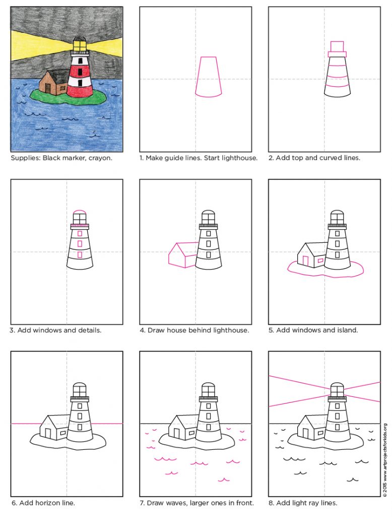 How To Draw A Lighthouse Step By Step