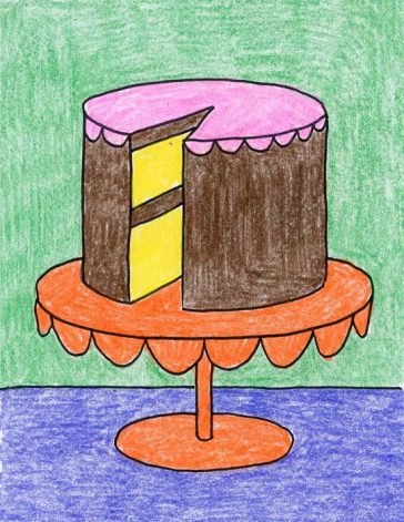 Easy How to Draw a Cake Tutorial and Cake Coloring Page