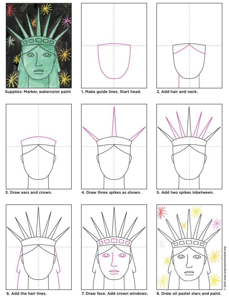 Draw the Statue of Liberty’s Face · Art Projects for Kids