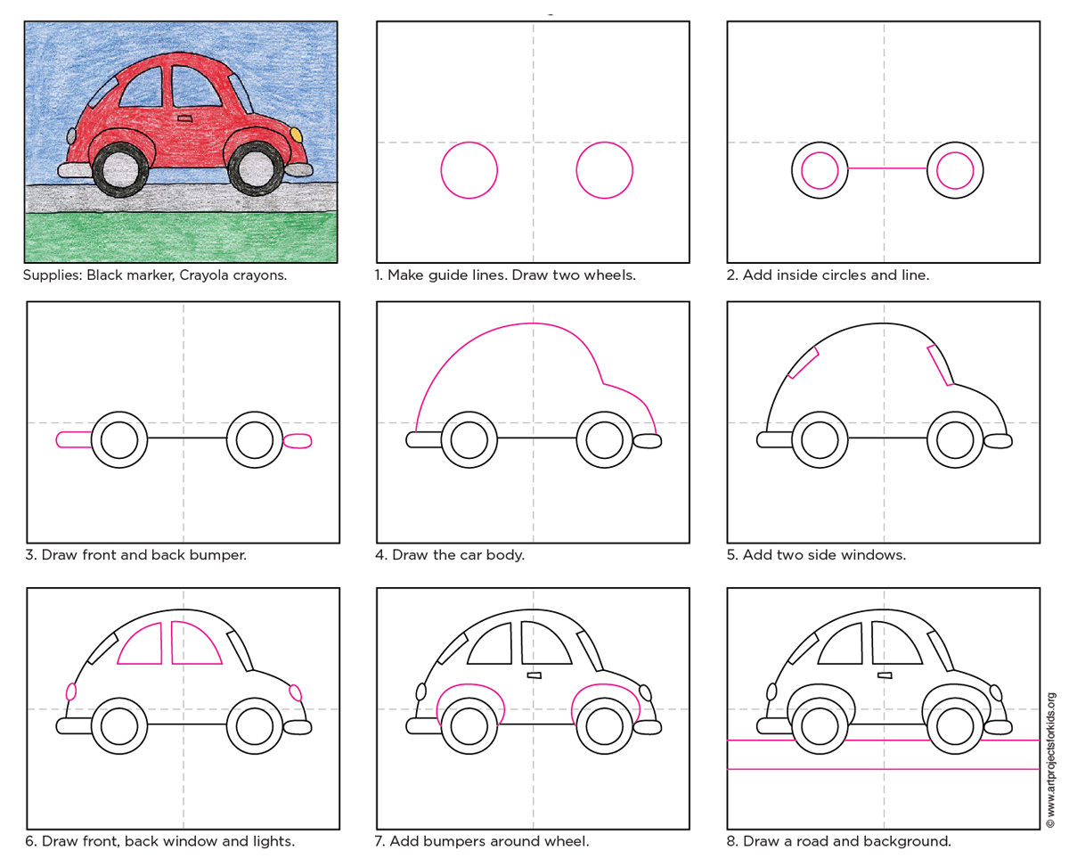 how to draw a car step by step easy for beginners