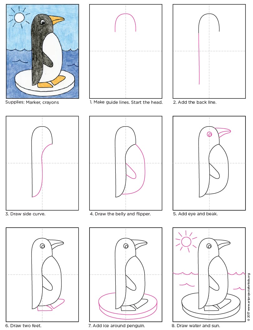 Draw An Easy Penguin Art Projects For Kids