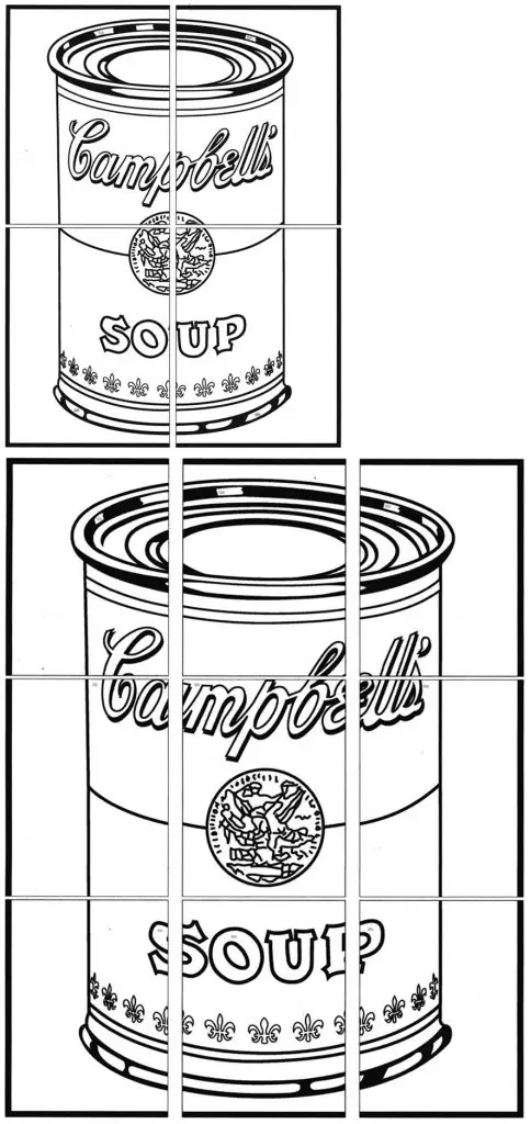andy warhol art projects for kids, soup can diagrams
