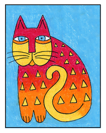 Easy How to Draw a Laurel Burch Cat Tutorial and Cat Coloring Page