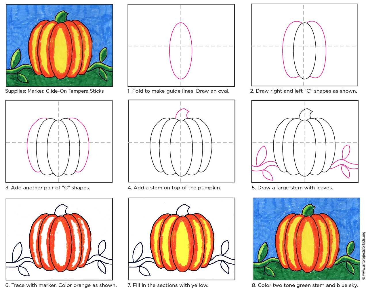 Pumpkin Drawing Easy · Art Projects for Kids