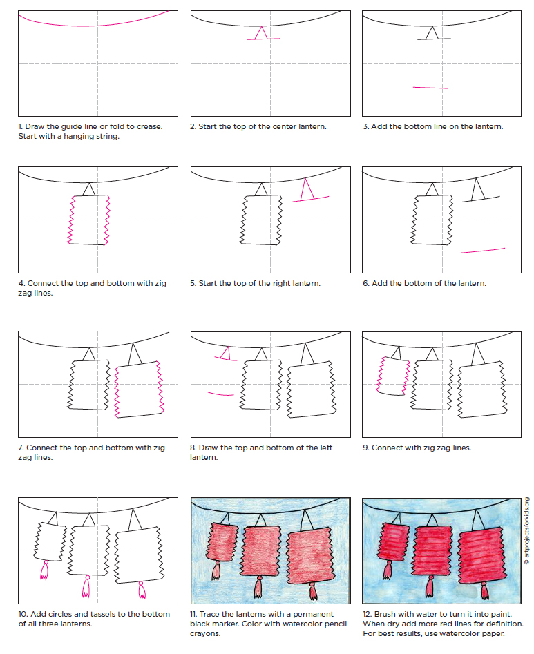 how to draw a chinese lantern