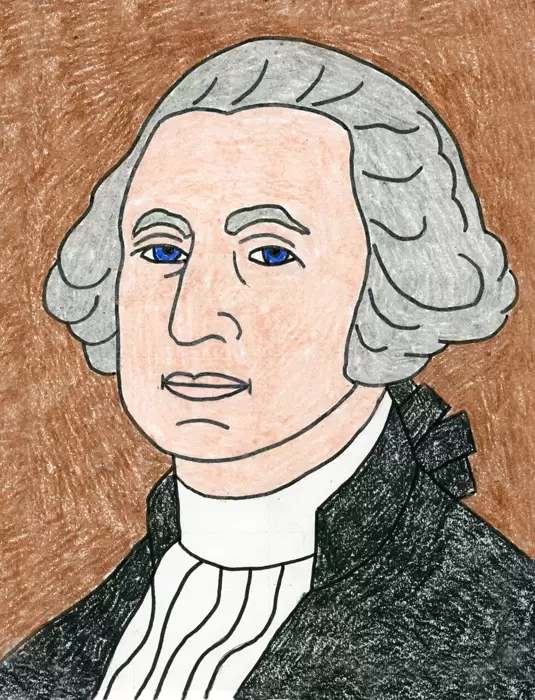 Easy How to Draw George Washington Tutorial Video and George Washington Coloring Page