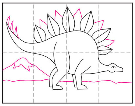 Easy How to Draw a Stegosaurus Tutorial and Stegosaurus Coloring Page