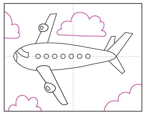 Easy How to Draw an Airplane Tutorial Video and Airplane Coloring Page